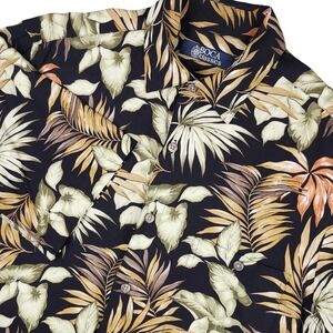 Boca Classics Mens Black Tropical Hawaiian 100% Rayon Button Down Shirt Size S